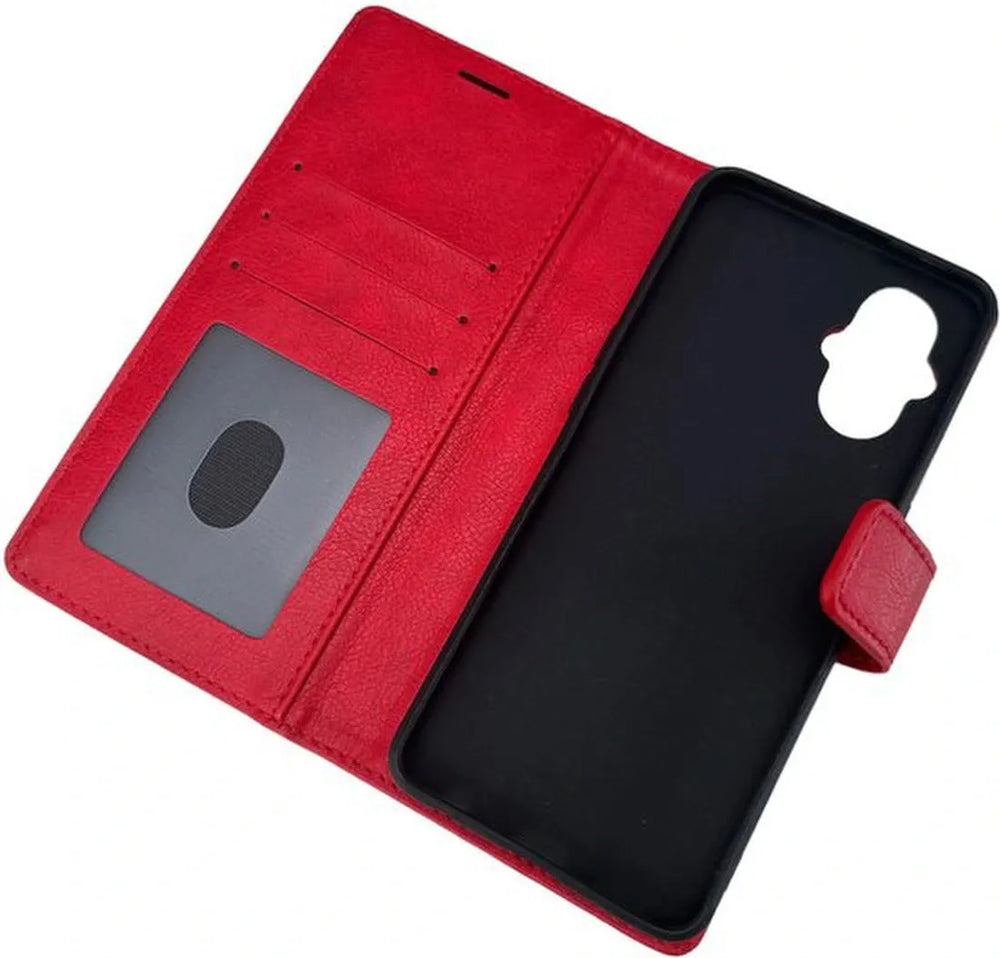 Oppo Reno 8 Lite Hoesjes – Portemonnee Bookcase – Pasjeshouder – Magneetsluiting – Rood-Ilumina Benelux