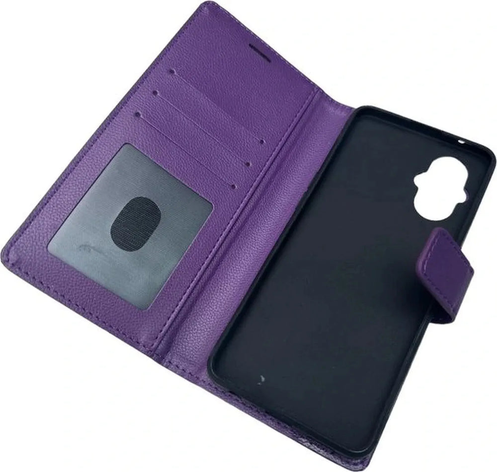 Oppo Reno 8 Lite Hoesjes – Portemonnee Bookcase – Pasjeshouder – Magneetsluiting – Paars-Ilumina Benelux