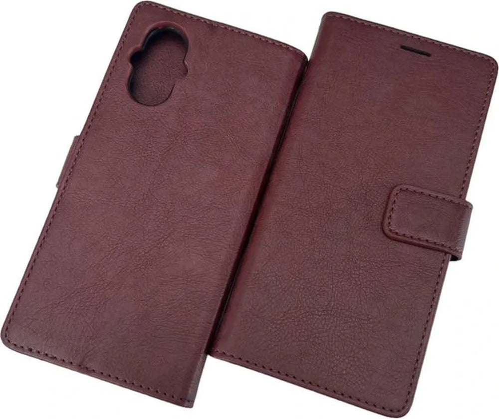 Oppo Reno 8 Lite Hoesjes – Portemonnee Bookcase – Magneetsluiting – 2 Pack Screenprotector Gehard Glas – Bruin-Ilumina Benelux