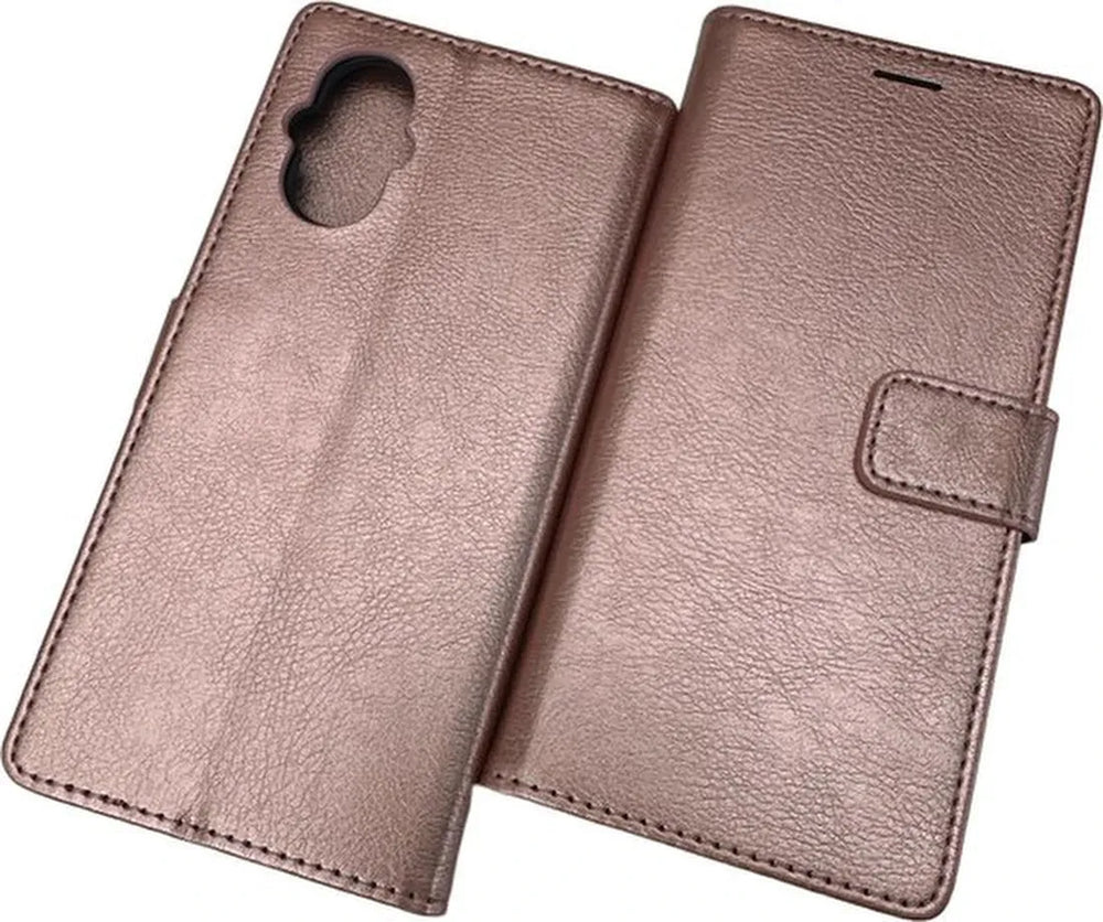 Oppo Reno 8 Lite Hoesjes – Portemonnee Bookcase – Pasjeshouder – 2 Pack Screenprotector Gehard Glas – Roségoud-Ilumina Benelux