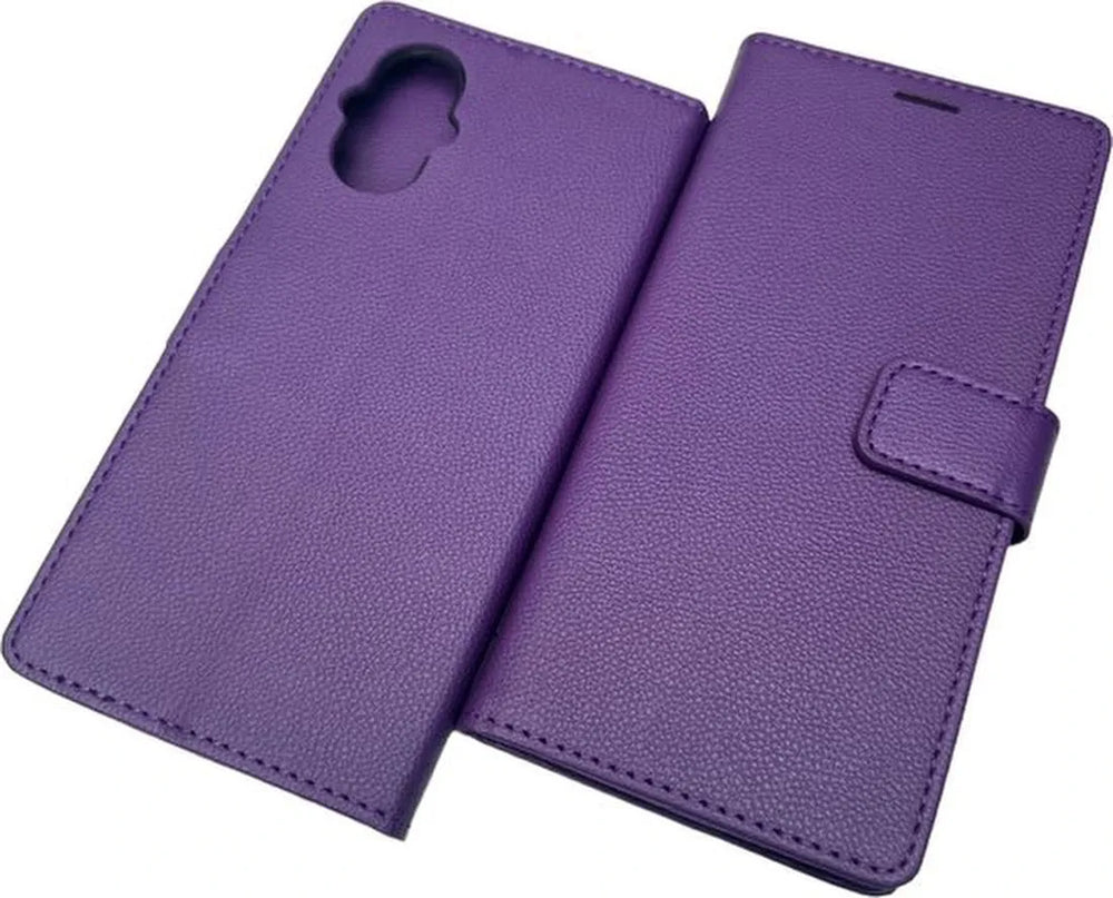Oppo Reno 8 Lite Hoesjes – Portemonnee Bookcase – Pasjeshouder – 2 Pack Screenprotector Gehard Glas – Paars-Ilumina Benelux