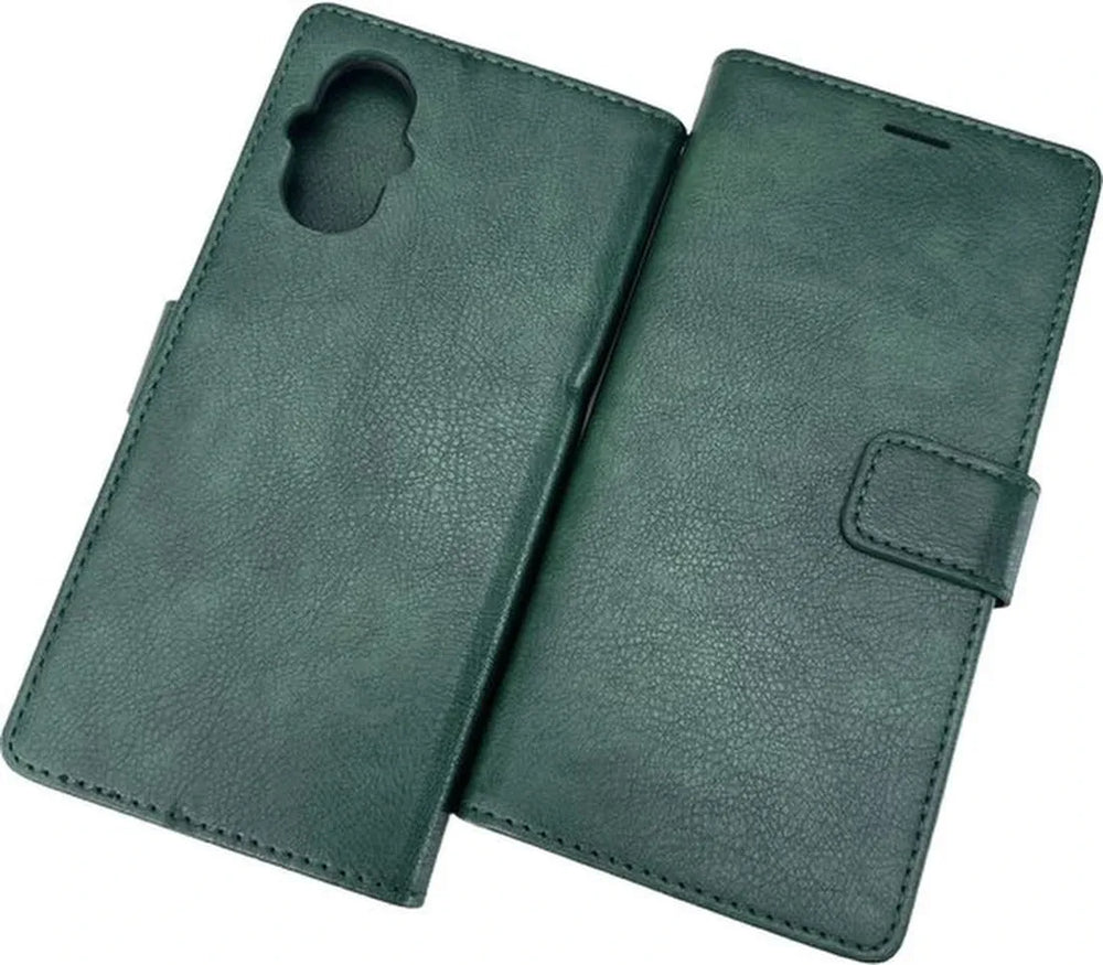 Oppo Reno 8 Lite Hoesjes – Portemonnee Bookcase – Pasjeshouder – 2 Pack Screenprotector Gehard Glas – Groen-Ilumina Benelux