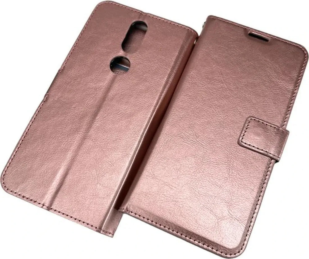 Nokia 2.4 Hoesjes – Portemonnee Book Case – Pasjeshouder – Magneetsluiting – Roségoud-Ilumina Benelux