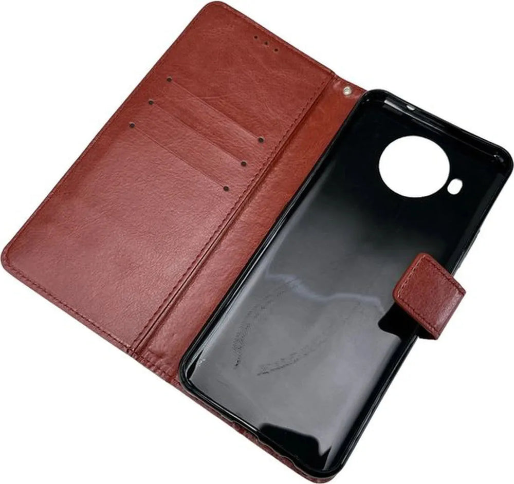 Nokia 8.3 Hoesjes – Portemonnee Book Case – Magneetsluiting – 2x Gehard Glas Screenprotector – Bruin-Ilumina Benelux