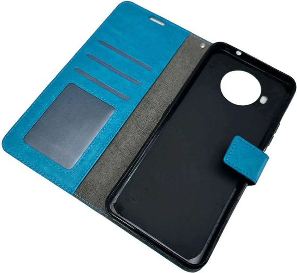 Nokia 8.3 Hoesjes – Portemonnee Bookcase – Pasjeshouder – Magneetsluiting – Turquoise-Ilumina Benelux