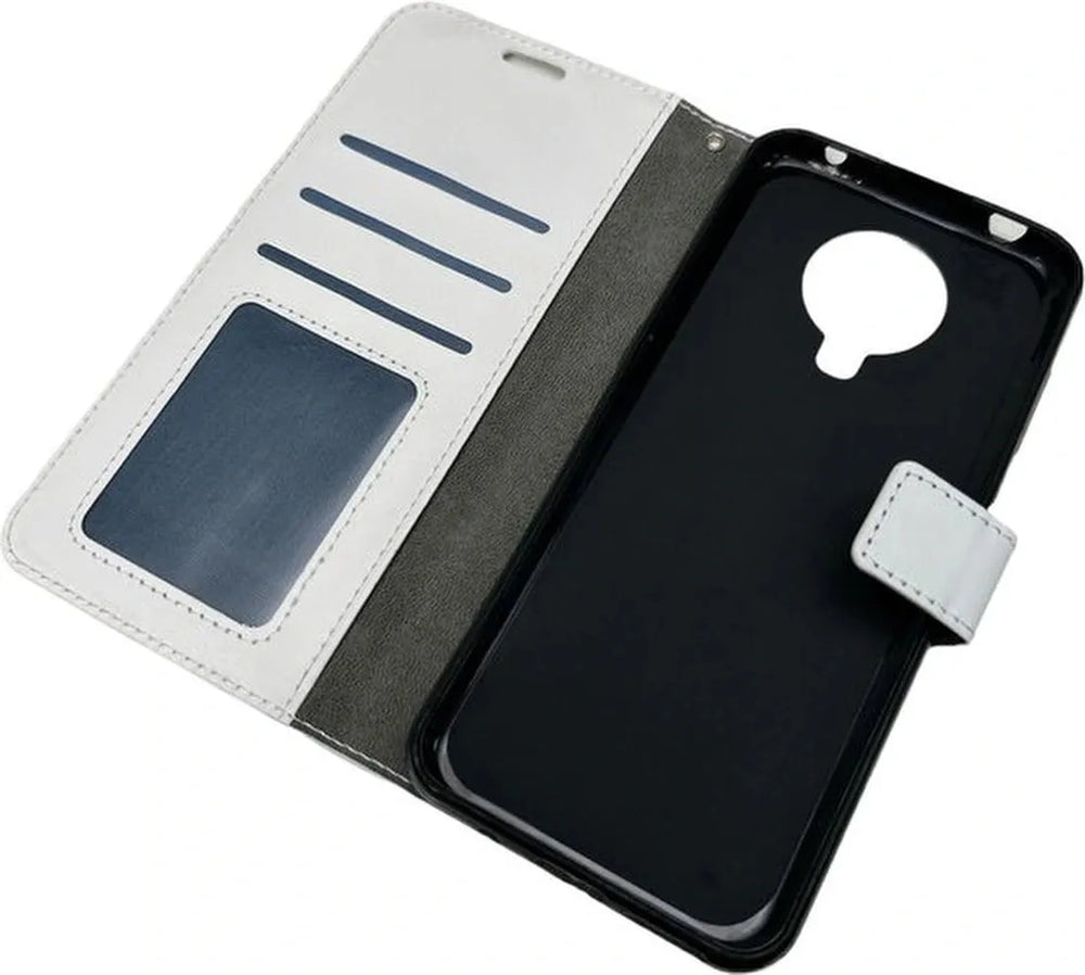Nokia G10 / G20 Hoesjes – Portemonnee Book Case – Pasjeshouder – 2x Screenprotector Gehard Glas – Wit-Ilumina Benelux