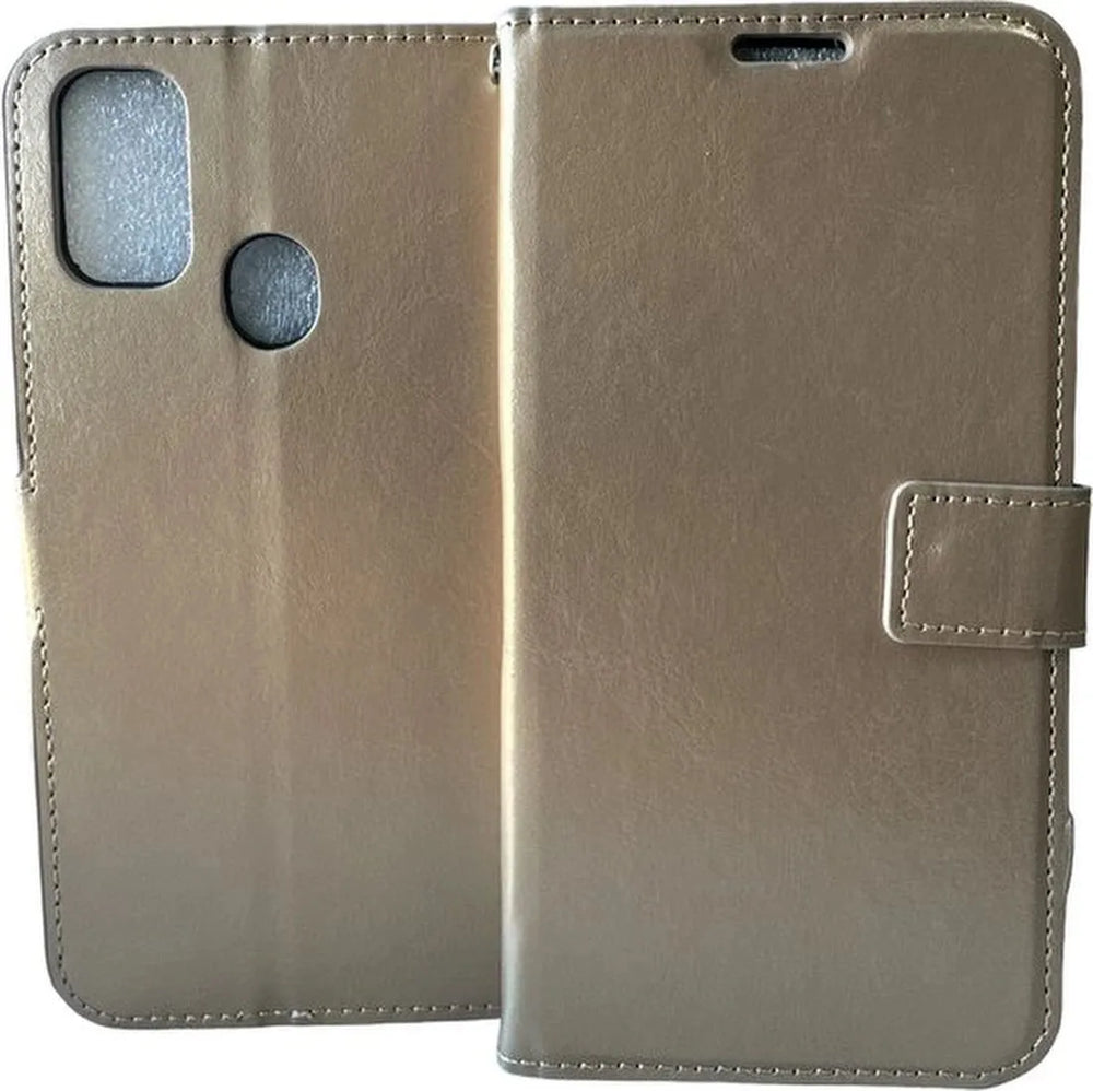 Nokia G11 Plus Hoesjes – Portemonnee Bookcase – Pasjeshouder – 2x Screenprotector Gehard Glas – Goud-Ilumina Benelux