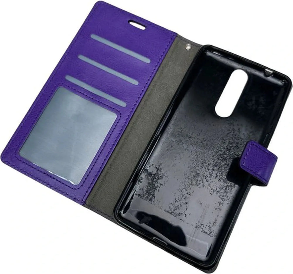 Nokia 5 Hoesjes – Portemonnee Book Case – Pasjeshouder – Magneetsluiting – Paars-Ilumina Benelux