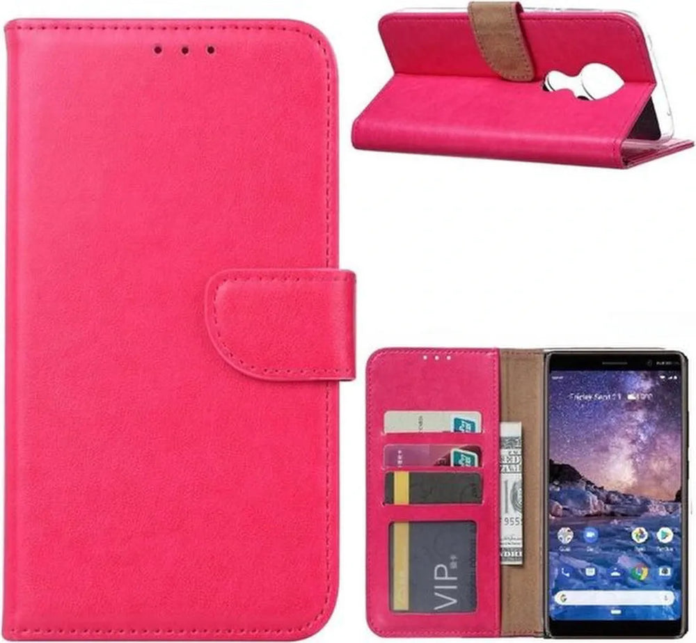 Nokia 6.2 / 7.2 Hoesjes – Portemonnee Book Case – Pasjeshouder – Magneetsluiting – Roze-Ilumina Benelux