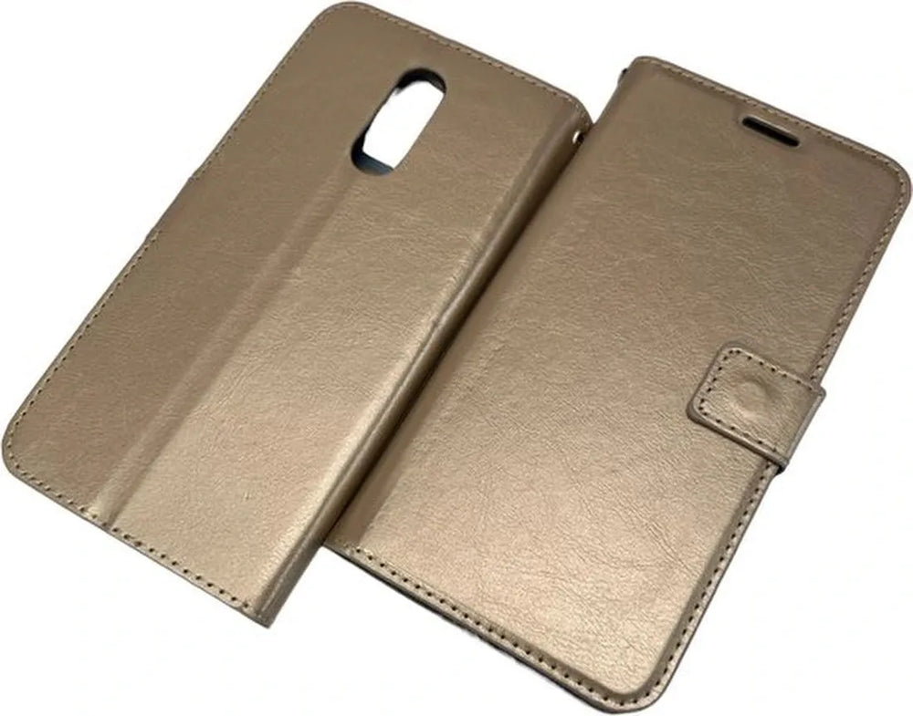Nokia 5.1 Plus Hoesjes – Portemonnee Book Case – Pasjeshouder – Magneetsluiting – Goud-Ilumina Benelux