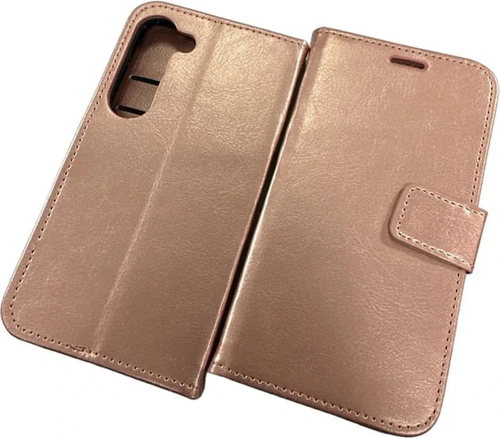 Samsung Galaxy S24 Plus Hoesjes – Portemonnee Book Case – Pasjeshouder – 2x Gehard Glas Screenprotector – Roségoud-Ilumina Benelux