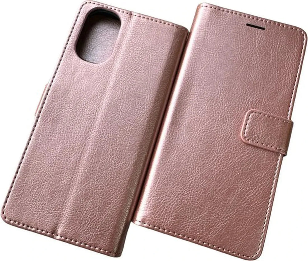 Xiaomi Redmi 10 2022 Hoesjes – Portemonnee Book Case – Magneetsluiting – 2x Gehard Glas Screenprotector – Roségoud-Ilumina Benelux