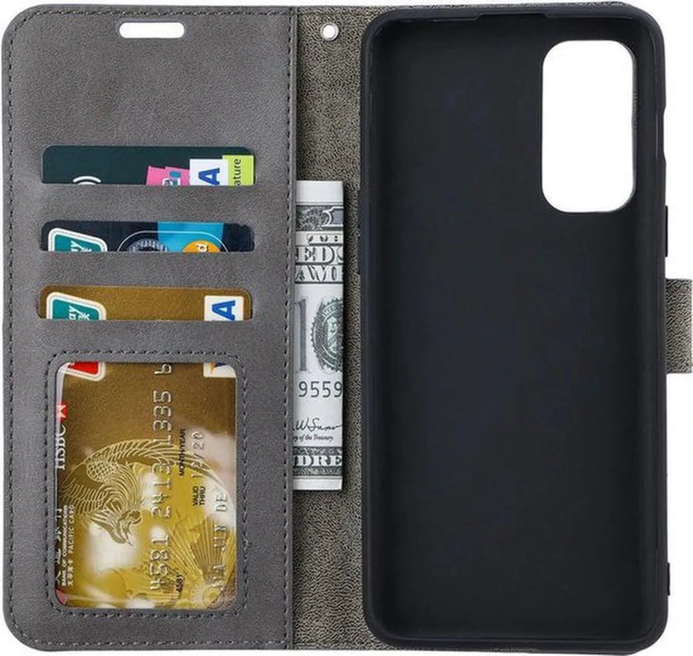 Xiaomi Redmi Note 12 Pro Plus 5G Hoesjes – Portemonnee Book Case – Pasjeshouder – Magneetsluiting – Grijs-Ilumina Benelux