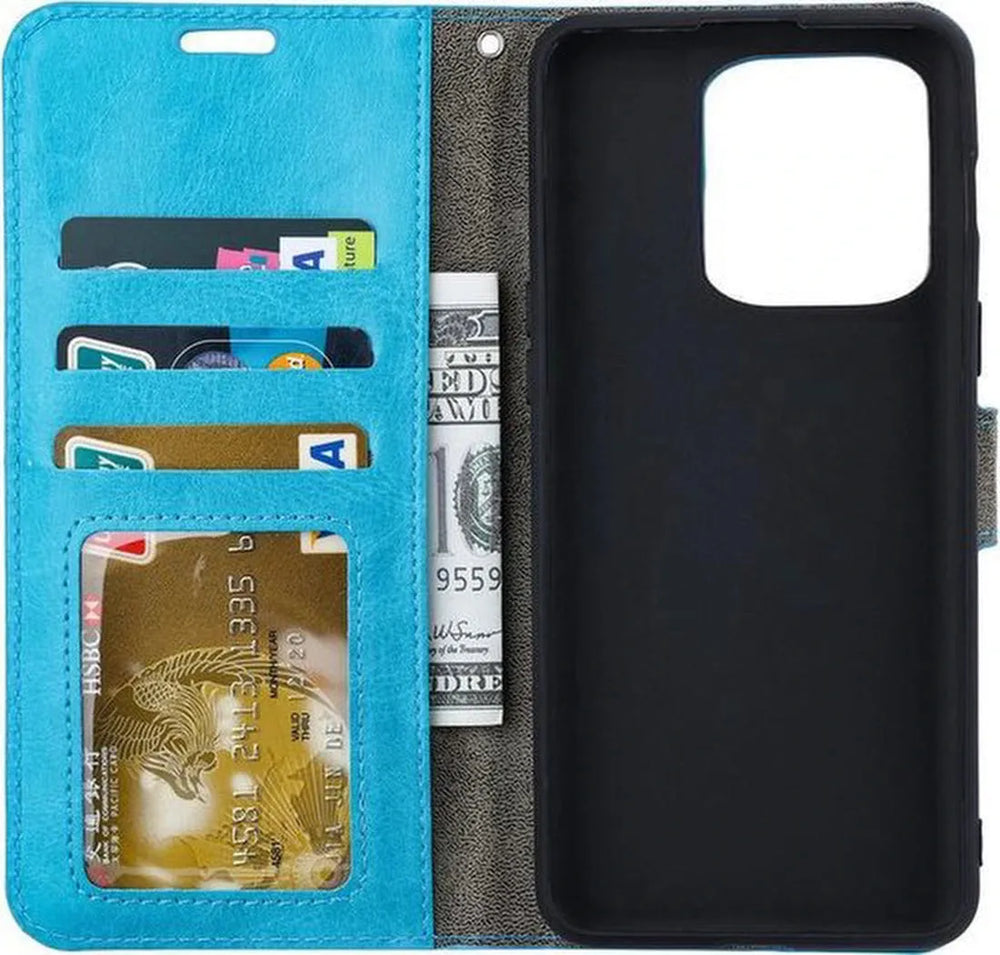 Xiaomi Redmi 12C Hoesjes – Portemonnee Book Case – Pasjeshouder – 2x Glazen Screenprotector – Turquoise-Ilumina Benelux