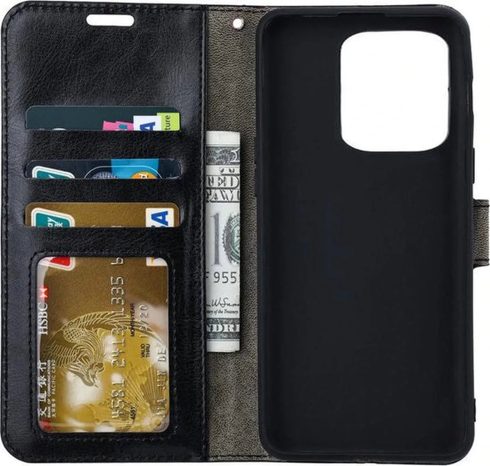 Xiaomi 13 Hoesjes – Portemonnee Book Case – Magneetsluiting – 2x Gehard Glas Screenprotector – Zwart-Ilumina Benelux