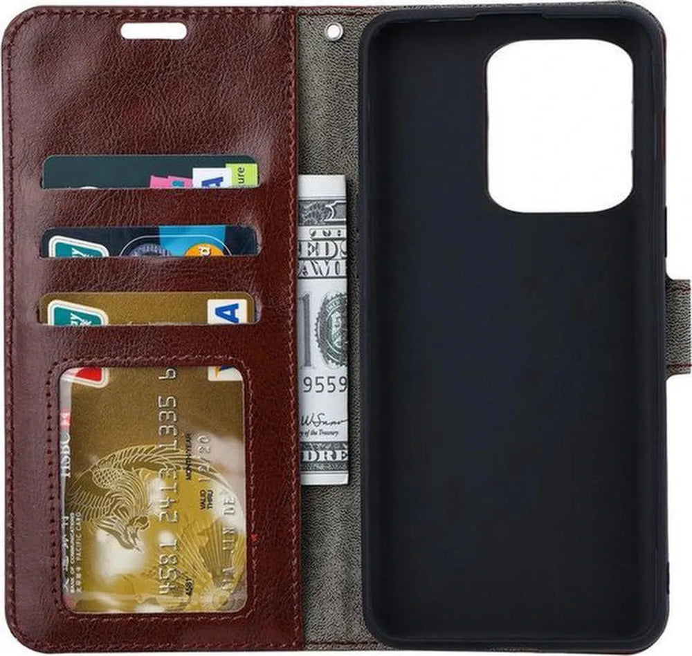 Xiaomi 13 Pro Hoesjes – Portemonnee Book Case – Pasjeshouder – 2x Gehard Glas Screenprotector – Bruin-Ilumina Benelux