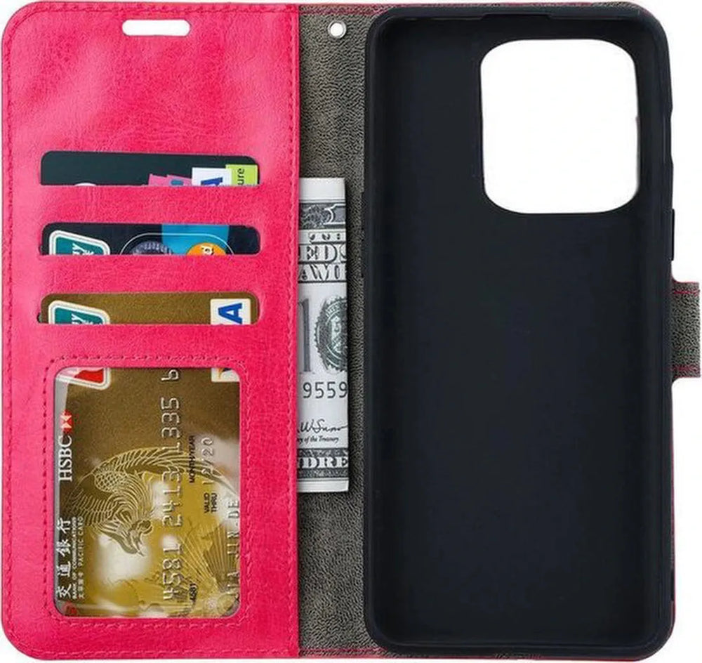 Xiaomi 13 Pro Hoesjes – Portemonnee Book Case – Pasjeshouder – 2x Gehard Glas Screenprotector – Roze-Ilumina Benelux