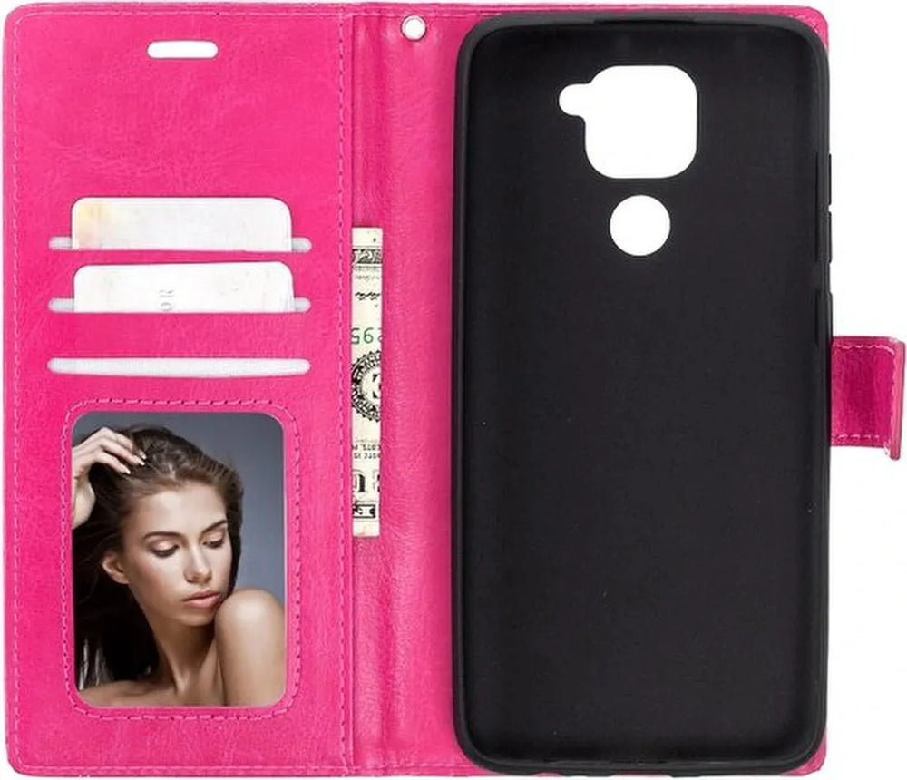 Xiaomi Redmi Note 9 Hoesjes – Portemonnee Book Case – Pasjeshouder – Magneetsluiting – Roze-Ilumina Benelux