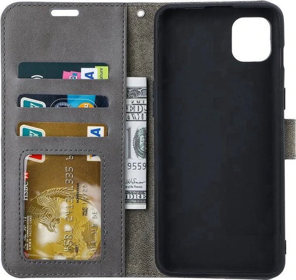 Xiaomi Mi 11 Lite Hoesjes – Portemonnee Book Case – Magneetsluiting – 2x Gehard Glas Screenprotector – Grijs-Ilumina Benelux