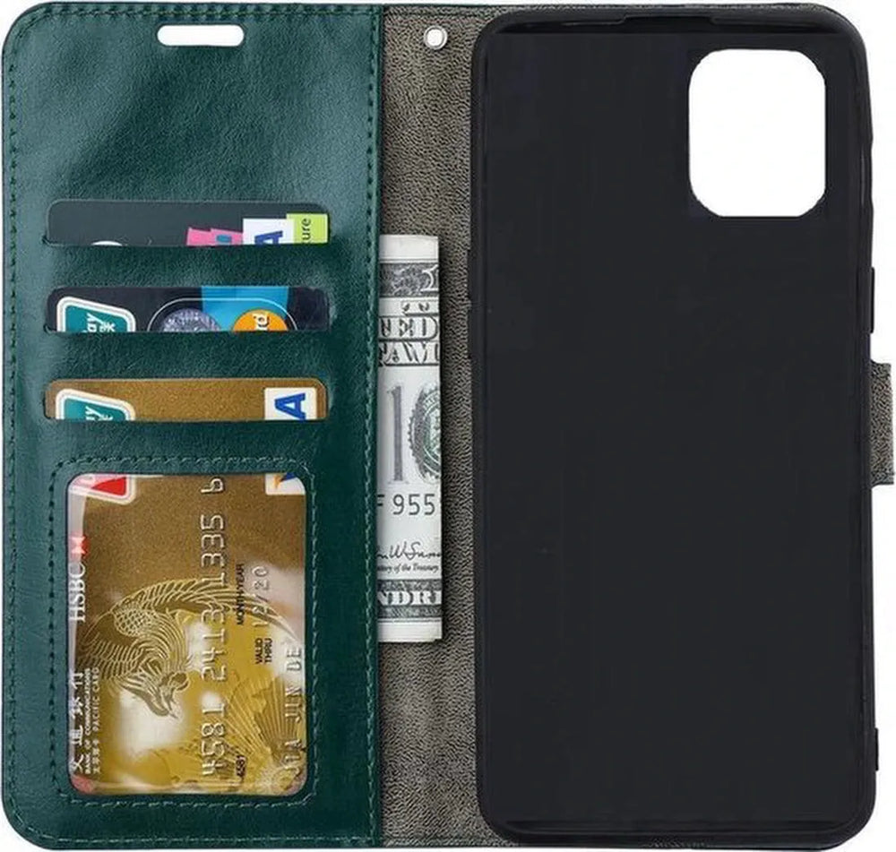 Xiaomi Mi Note 10 Lite Hoesjes – Portemonnee Book Case – Pasjeshouder – 2x Gehard Glas Screenprotector – Groen-Ilumina Benelux
