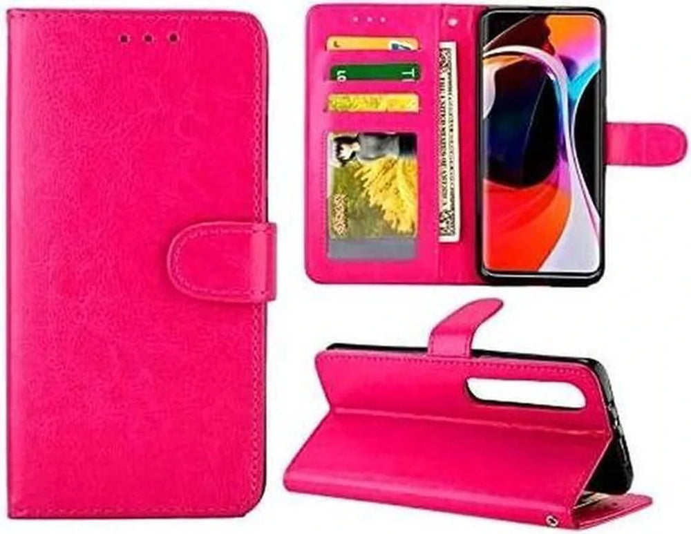 Xiaomi Mi 10 / Mi 10 Pro Hoesjes – Portemonnee Book Case – Pasjeshouder – 2x Gehard Glas Screenprotector – Roze-Ilumina Benelux