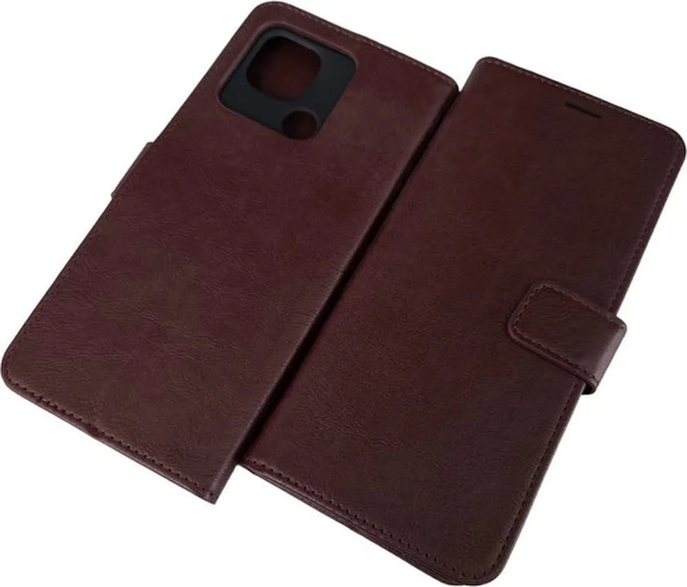 Xiaomi Redmi 10C Hoesjes – Portemonnee Book Case – Pasjeshouder – Magneetsluiting – Bruin-Ilumina Benelux