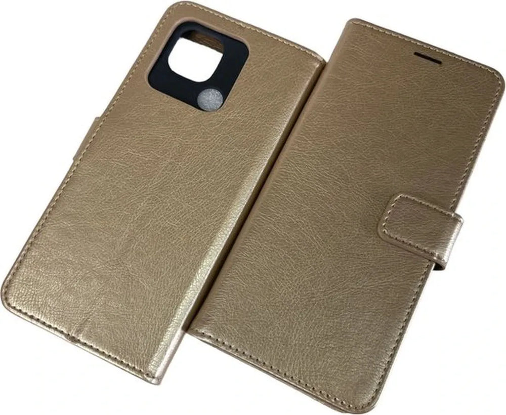 Xiaomi Redmi 10C Hoesjes – Portemonnee Book Case – Pasjeshouder – 2x Screenprotector Gehard Glas – Goud-Ilumina Benelux