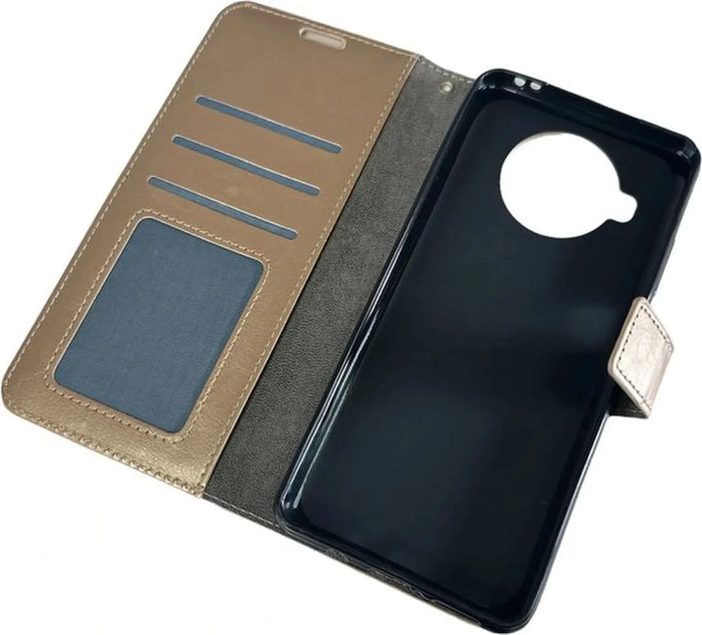 Xiaomi Redmi Note 9 Pro 5G Hoesjes – Portemonnee Book Case – Pasjeshouder – Magneetsluiting – Goud-Ilumina Benelux