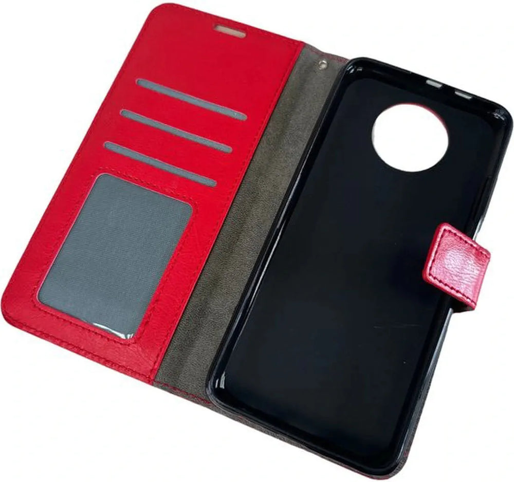 Xiaomi Redmi Note 9T Hoesjes – Portemonnee Book Case – Pasjeshouder – Magneetsluiting – Rood-Ilumina Benelux
