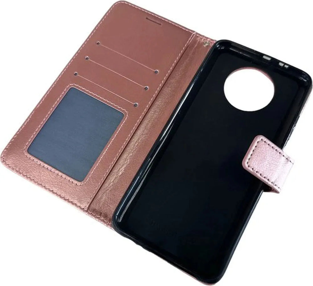 Xiaomi Redmi Note 9 5G Hoesjes – Portemonnee Book Case – Pasjeshouder – Magneetsluiting – Roségoud-Ilumina Benelux