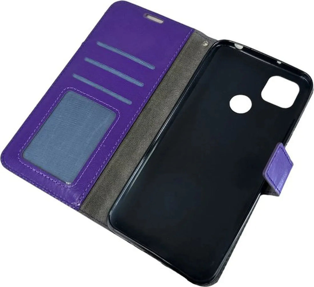 Xiaomi Redmi 9C Hoesjes – Portemonnee Book Case – Pasjeshouder – 2x Gehard Glas Screenprotector – Paars-Ilumina Benelux