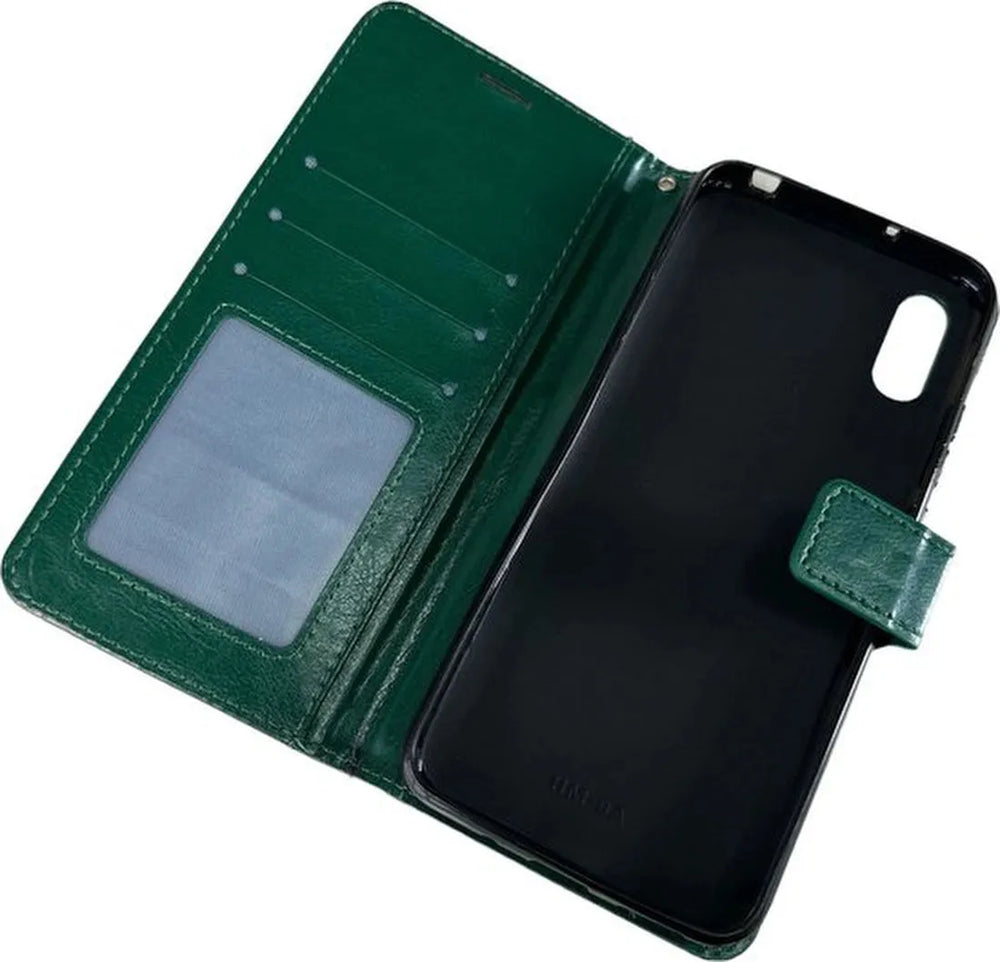 Xiaomi Redmi 9A Hoesjes – Portemonnee Book Case – Pasjeshouder – Magneetsluiting – Groen-Ilumina Benelux
