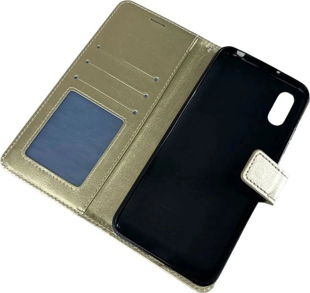 Xiaomi Redmi 9A Hoesjes – Portemonnee Book Case – Pasjeshouder – Magneetsluiting – Goud-Ilumina Benelux