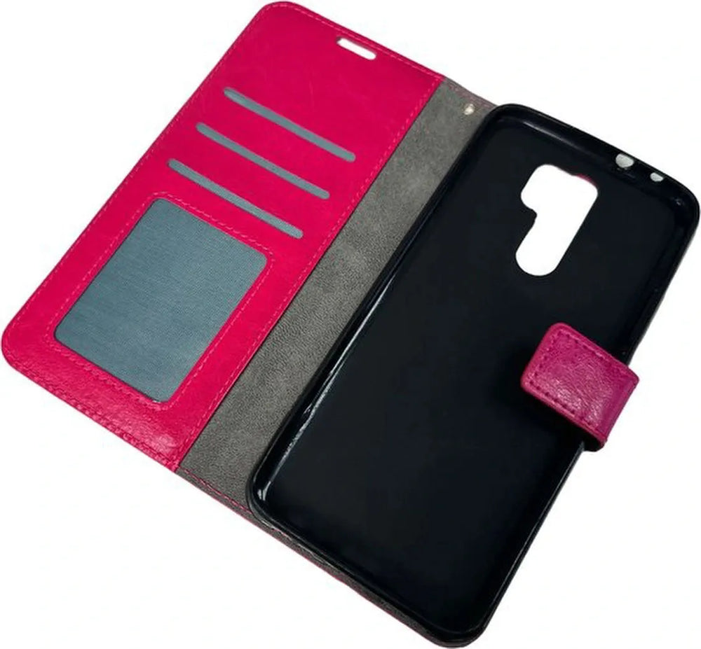 Xiaomi Redmi 9 Hoesjes – Portemonnee Book Case – Pasjeshouder – Magneetsluiting – Roze-Ilumina Benelux