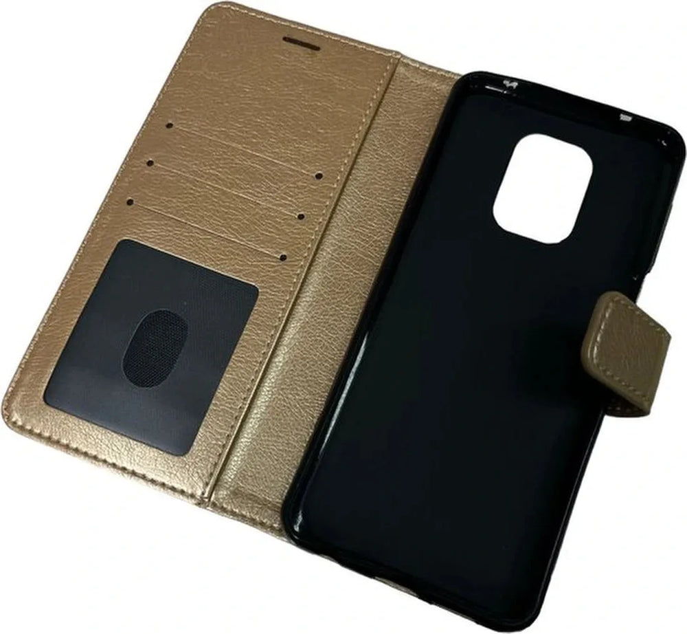 Xiaomi Redmi Note 10 Lite Hoesjes – Portemonnee Book Case – Pasjeshouder – 2x Gehard Glas Screenprotector – Goud-Ilumina Benelux