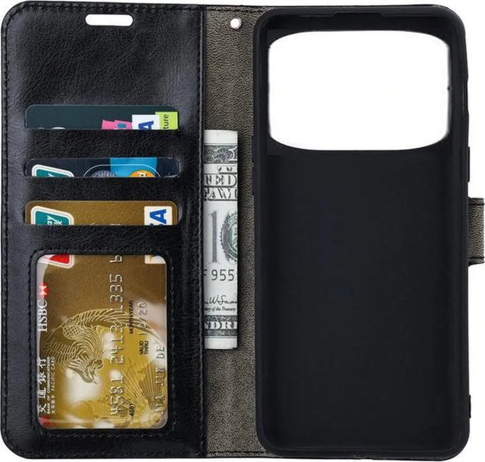 Xiaomi Poco X4 Pro Hoesjes – Portemonnee Book Case – Pasjeshouder – 2x Screenprotector – Zwart-Ilumina Benelux