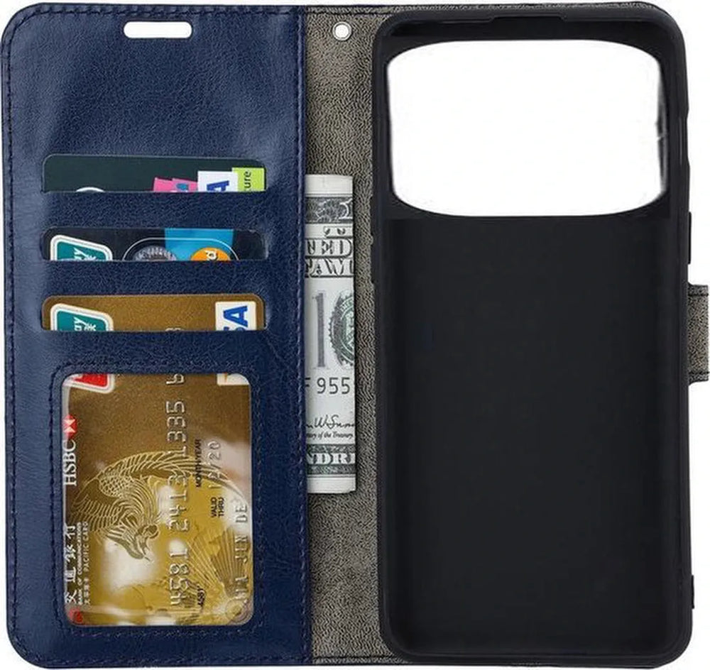 Xiaomi Poco X4 Pro Hoesjes – Portemonnee Book Case – Magneetsluiting – 2x Screenprotector – Blauw-Ilumina Benelux