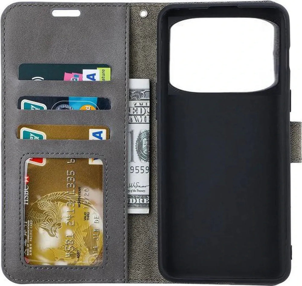 Xiaomi Mi 11 Ultra Hoesjes – Portemonnee Book Case – Pasjeshouder – Magneetsluiting – Grijs-Ilumina Benelux