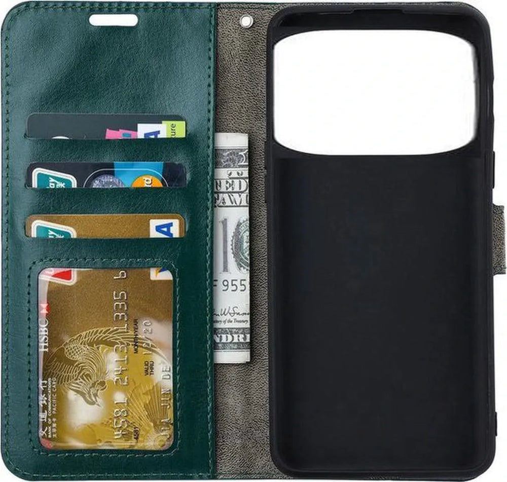 Xiaomi Mi 11 Ultra Hoesjes – Portemonnee Book Case – Pasjeshouder – Magneetsluiting – Groen-Ilumina Benelux
