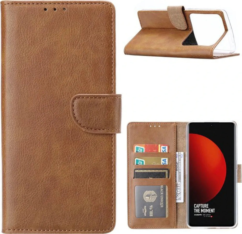 Xiaomi Mi 12S Ultra Hoesjes – Portemonnee Book Case – Pasjeshouder – Magneetsluiting – Lichtbruin-Ilumina Benelux