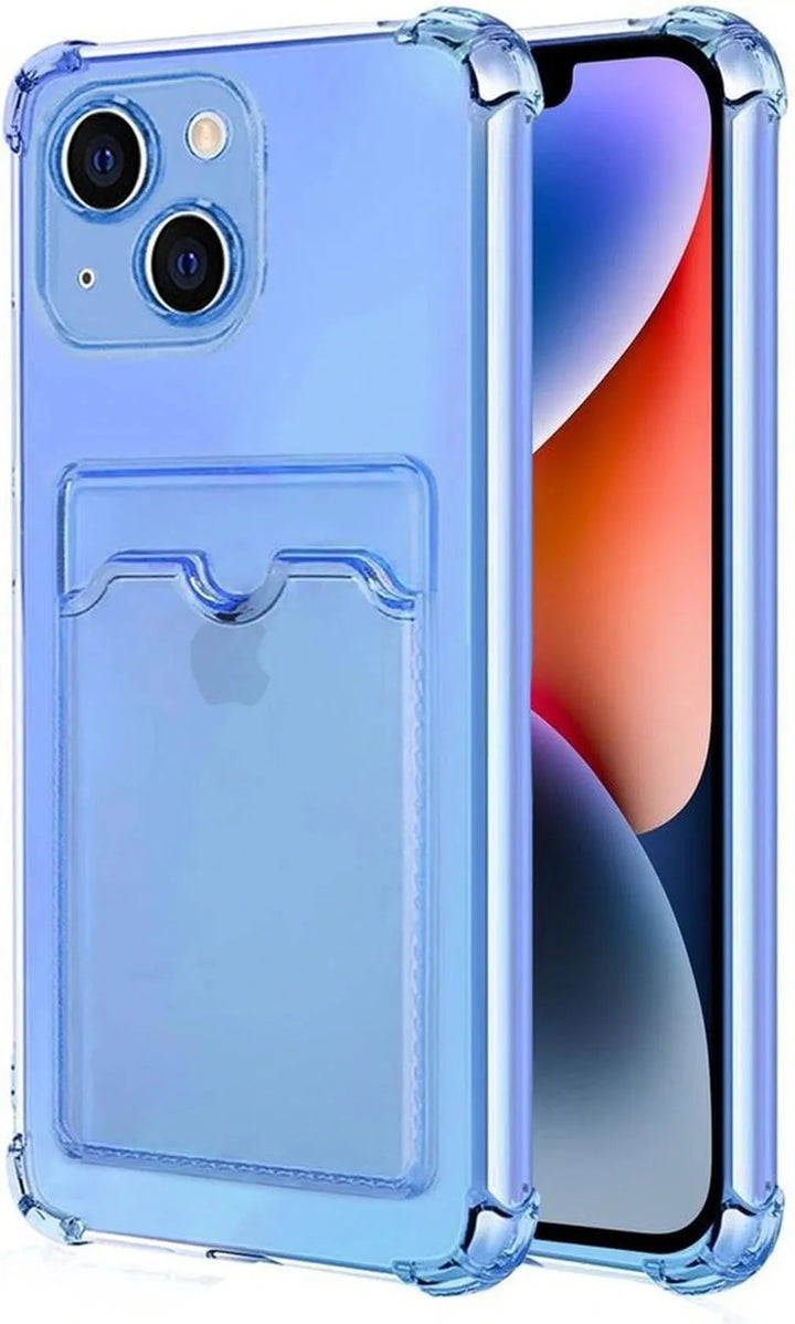 iPhone 14 Plus Hoesjes – TPU Backcover – Schokbestendig – Pasjeshouder – Blauw-Ilumina Benelux