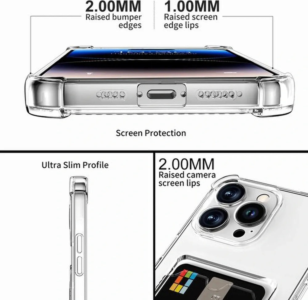 iPhone 13 Pro Hoesjes – TPU Backcover – Schokbestendig – Pasjeshouder – Transparant-Ilumina Benelux