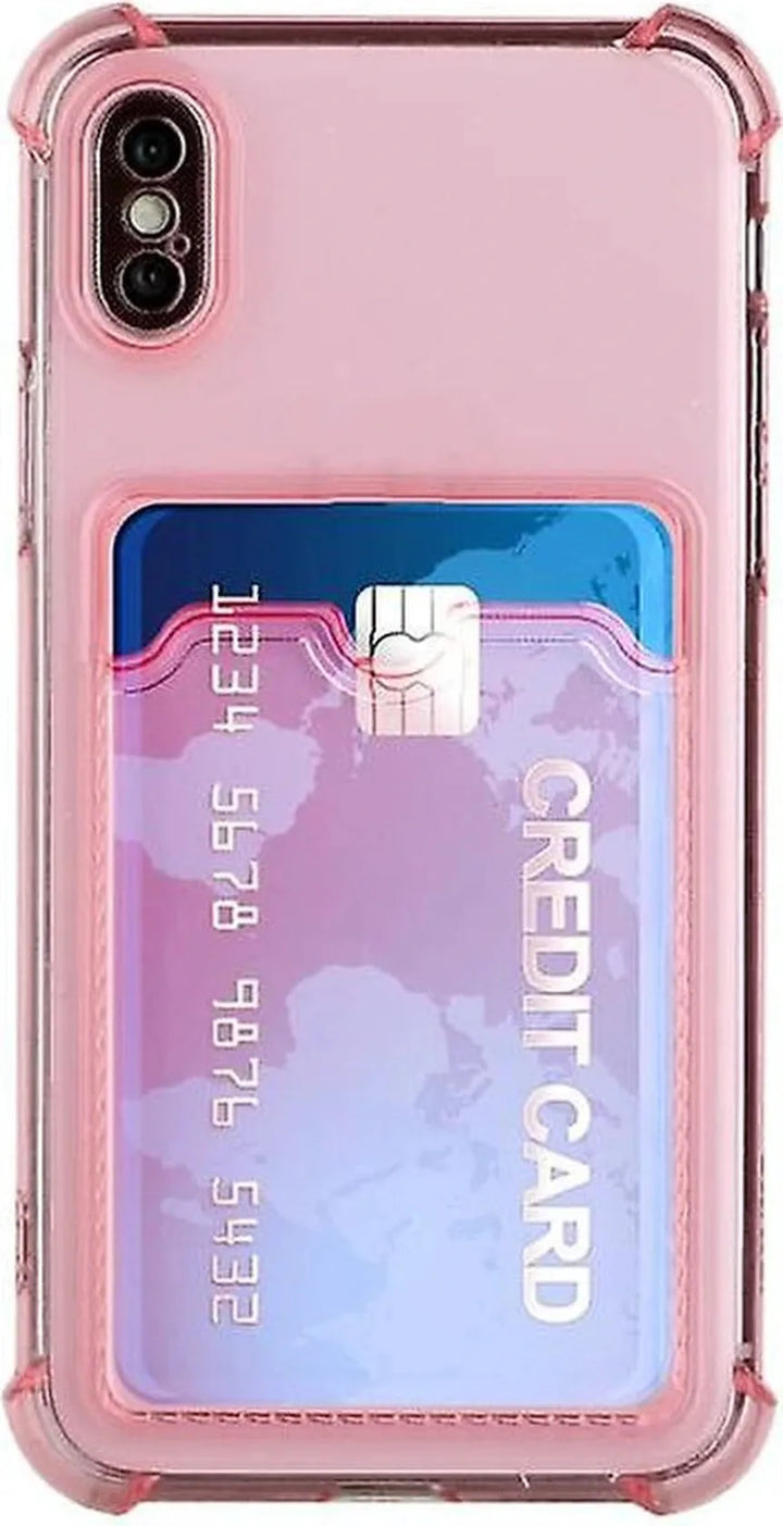 iPhone X/XS Hoesjes – TPU Backcover – Schokbestendig – Pasjeshouder – Roze-Ilumina Benelux