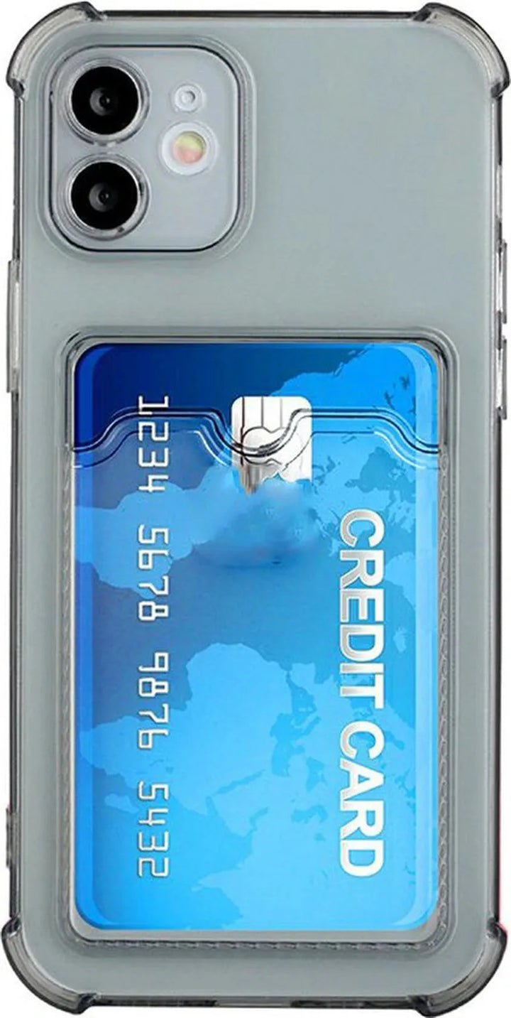 iPhone 12 Hoesjes – TPU Backcover – Schokbestendig – Pasjeshouder – Grijs-Ilumina Benelux