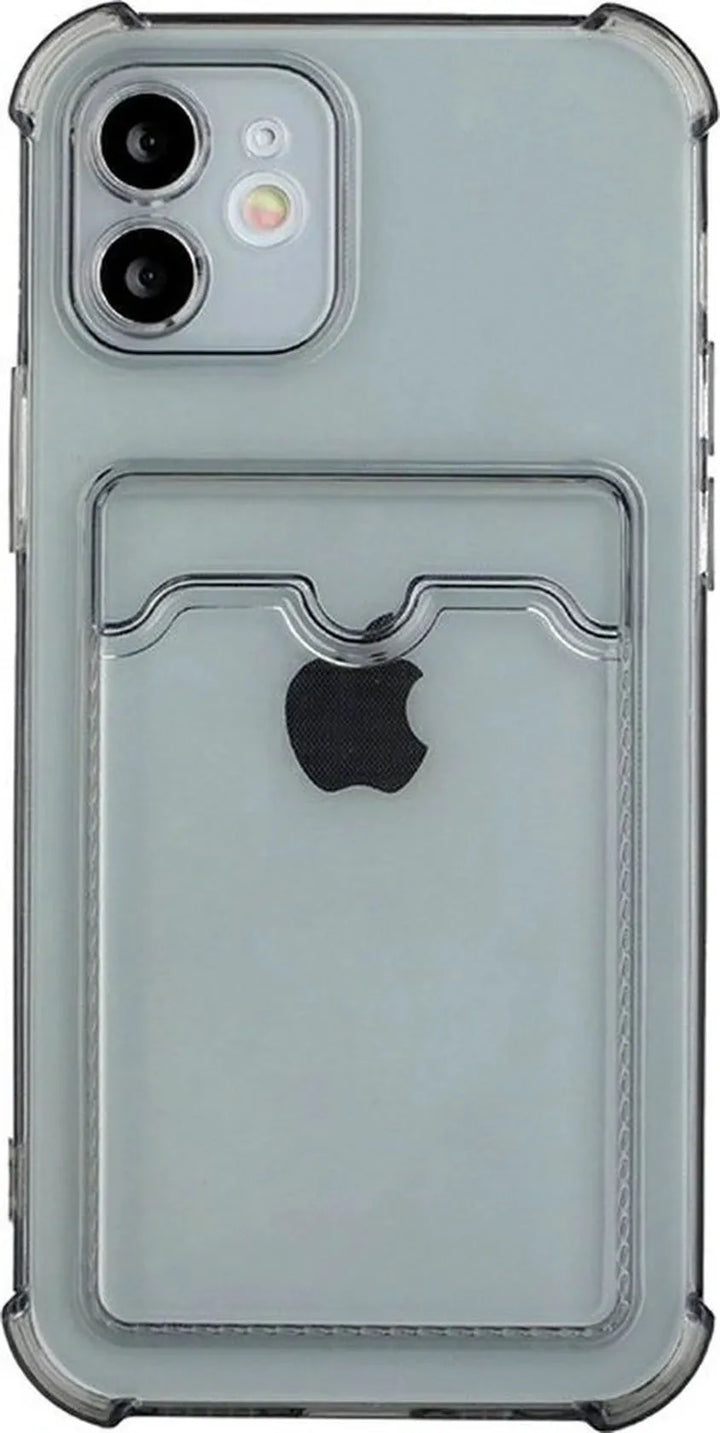 iPhone 12 Hoesjes – TPU Backcover – Schokbestendig – Pasjeshouder – Grijs-Ilumina Benelux