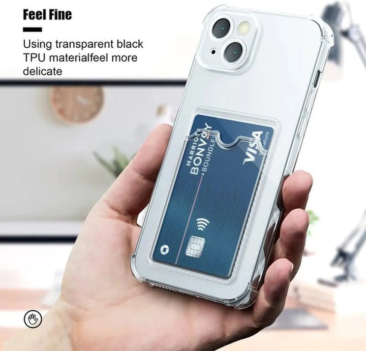 iPhone 12 Pro Max Hoesjes – Schokbestendige TPU Backcover – Transparant – Pasjeshouder – Doorzichtig-Ilumina Benelux