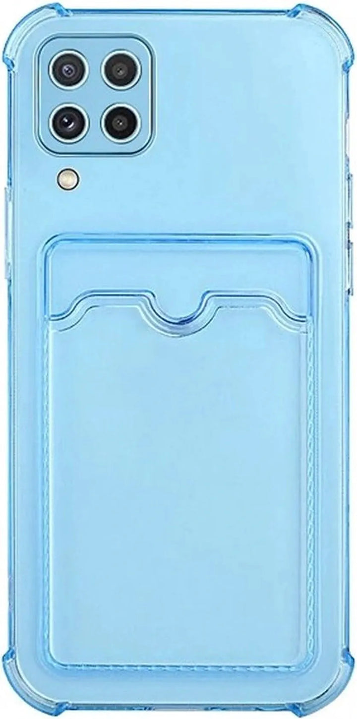Samsung Galaxy A12 Hoesjes – Schokbestendige TPU Backcover – Kaarthouder Pasjeshouder – Blauw-Ilumina Benelux