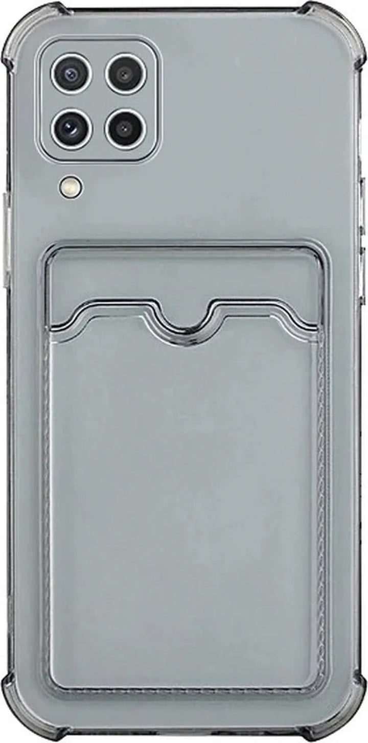 Samsung Galaxy A22 4G Hoesjes – TPU Backcover – Schokbestendig – Kaarthouder Pasjeshouder – Grijs-Ilumina Benelux