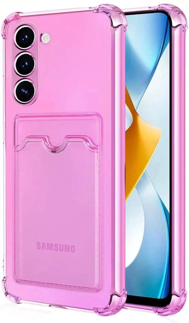 Samsung Galaxy S22 Plus Hoesjes – TPU Backcover – Schokbestendig – Pasjeshouder Kaarthouder – Roze-Ilumina Benelux