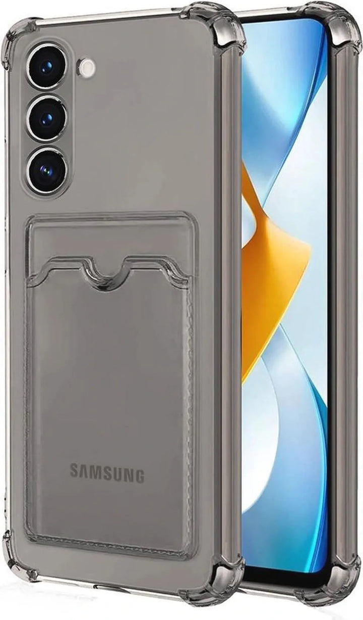 Samsung Galaxy S21 FE Hoesjes – TPU Backcover – Schokbestendig – Kaarthouder Pasjeshouder – Grijs-Ilumina Benelux